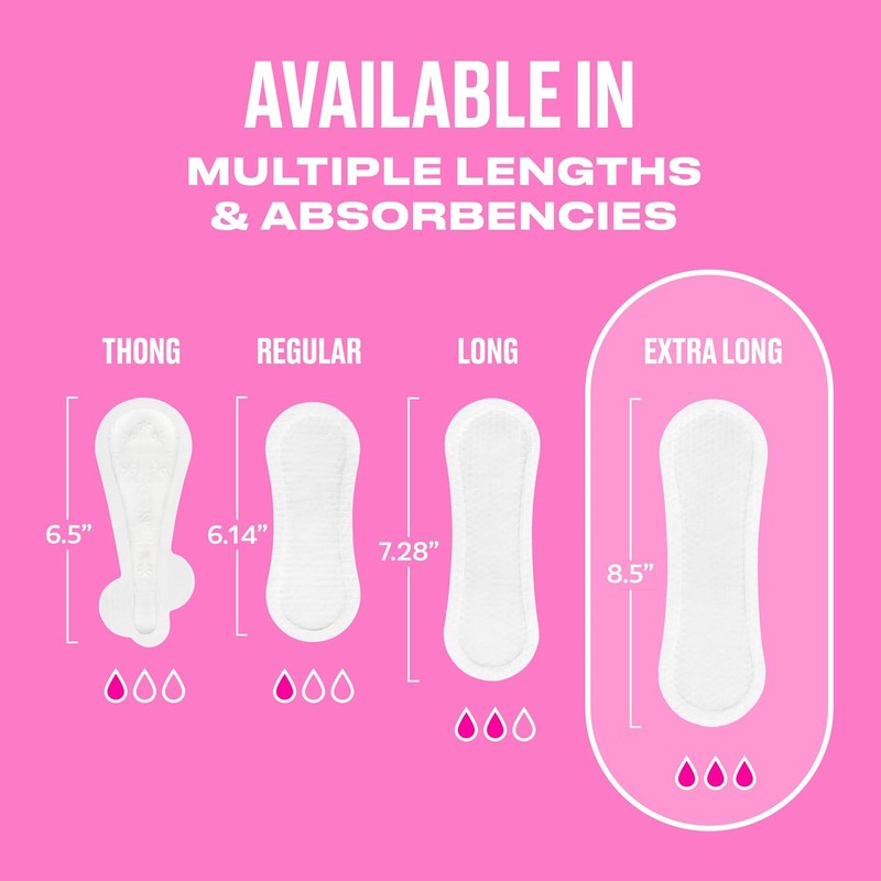 Carefree Panty Liners for Women Long, Unwrapped, Unscented, 92ct