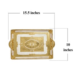 Vintage Florentine Wood Vanity Tray with Handles, 15.5" x 10" & 20.5" x 14.5", Gold Tray for Vintage Home Decor, Shabby Chic Decor, Perfume Platter, Gifts for Women, Made in Italy (White, Medium)