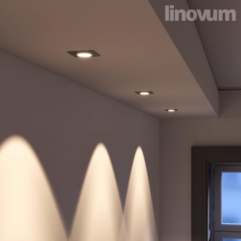 linovum Recessed Spotlight Frame Swivelling Square Brushed Stainless Steel Look