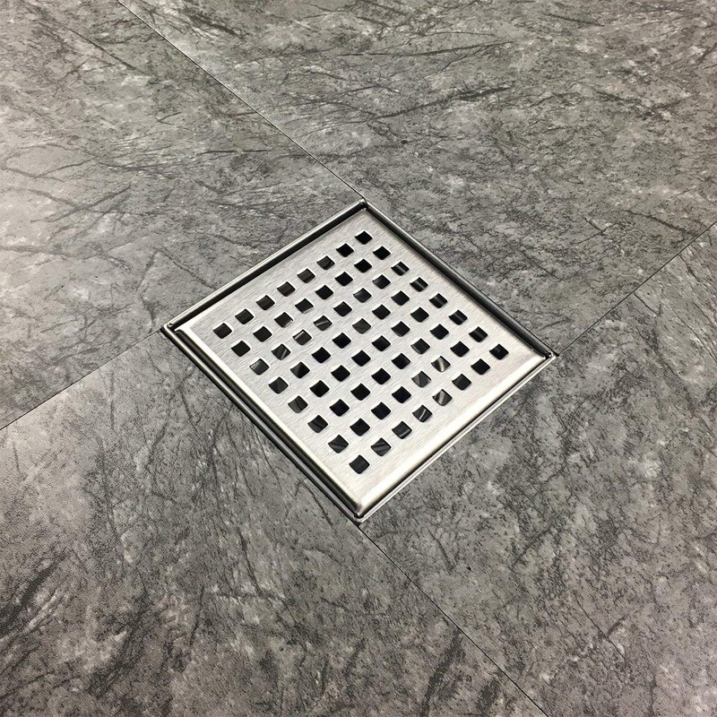 Neodrain 4-Inch Square Shower Drain with Removable Quadrato Pattern Grate,