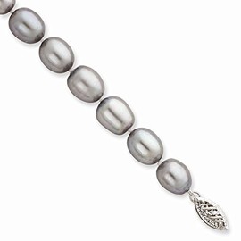Jewels By Lux 14k White Gold 8-9mm Grey Rice Freshwater Cultured Pearl Bracelet