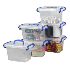 EudokkyNA 2 L Clear Latch Storage Box Set of 6, Storage Bin Containers with Handle