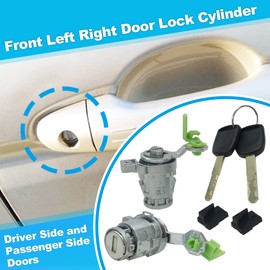 Gorniloxam Door Lock Cylinder Kit with 2 Keys for Honda CR-V 2002-2006, Element 2003-2011 Front Left Driver Side Door Lock Set Tumbler with Key, OE:72185-S9A-013 72145-S9A-003 72145-S9A-013