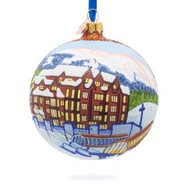 Breckenridge Ski Resort, Colorado, USA Glass Ball Christmas Ornament 4 Inches