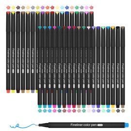 CHARSOCO Fineliner Pen Set, 36 Coloured Felt Tip Pens with 0.4 mm, Ultra Fine Nib Tip, Suitable for Sketching and Painting, Diary Writing, Notes, Comic Drawings and Colouring Books