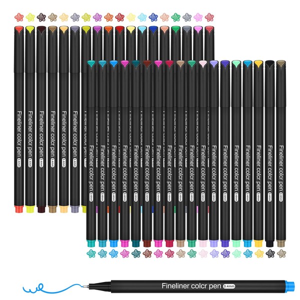 CHARSOCO Fineliner Pen Set, 36 Coloured Felt Tip Pens with