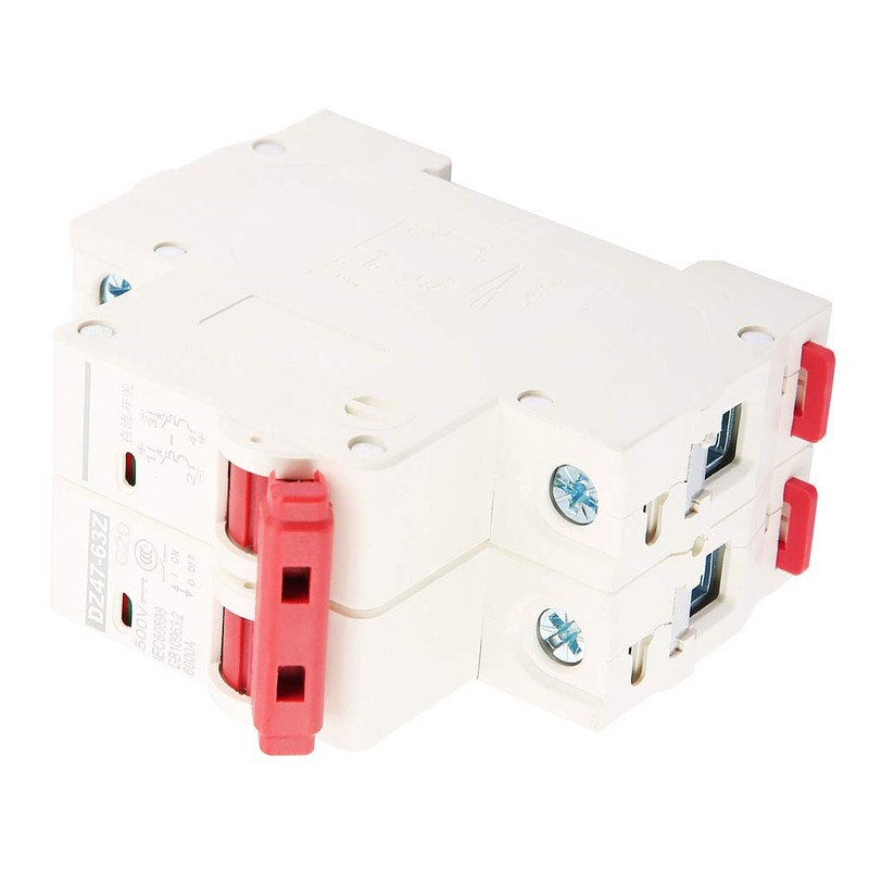 Circuit Breaker,2P DC 500V 20A Mini Circuit Breaker,MCB Safety Breaker,DZ47-63Z-2P,Provide