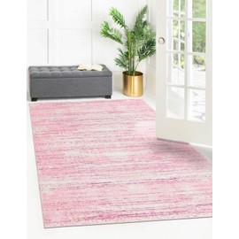 Unique Loom Uptown Collection Area Rug - Madison Avenue (5' 3" x 8' Rectangle, Pink/ Ivory)