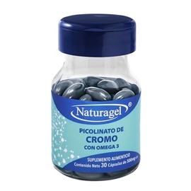 Cromo | Picolinato de Cromo con Omega 3 | 30 Capsulas SoftGels | Regulador de Azucar | Naturagel
