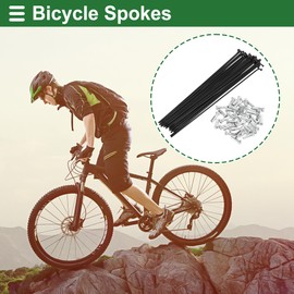 Motoforti Universal Bicycle Spokes Bike Wheel Spokes 14G 185mm Length Carbon Steel Black 1 Set