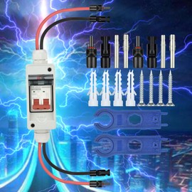 Circuit Breaker PV DC, DC Circuit Breaker Circuit Breaker 2-Pin 32A 2P 500V with Cable, IP65 Waterproof Housing Circuit Breaker for Solar System