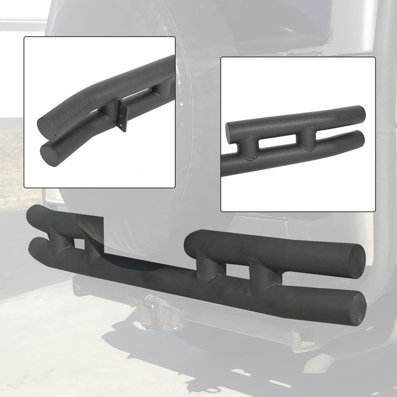 KUAFU Rear Dual Tube bumper Compatible with 1997-2006 Jeep Wrangler