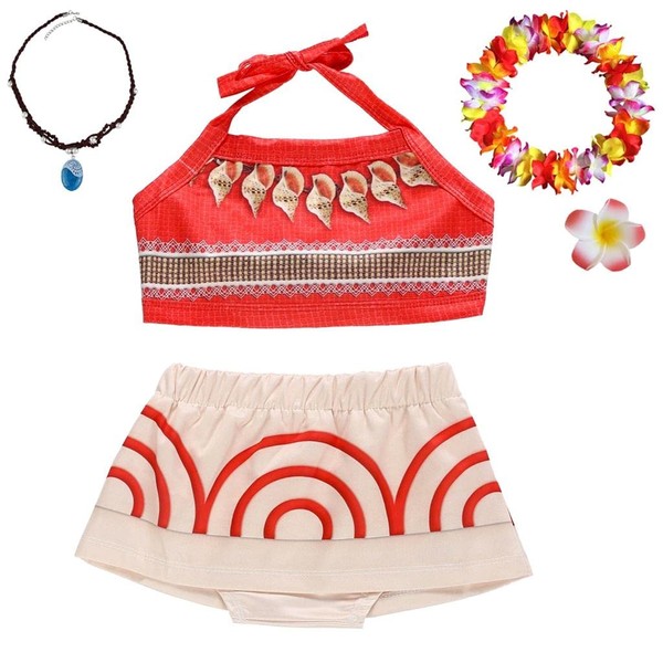 Lito Angels Tankini Princess Moana 2-Piece Swimsuit with Accessories for Baby Girl Size, Moana (with Accessories)