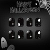 Helloween Black Press on Nails Short Square Fake Nails with
