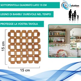 Trivet made of bamboo wood, non-slip and heat resistant. Pot trivet made of 100% natural bamboo. Pot mat available in various shapes and sizes (square 15 x 15 cm)