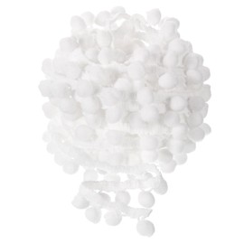 sourcing map 10 Yards Pom Pom Ball Fringe Trim, Ribbon Sewing Accessories DIY Crafts for Home Curtain Clothes Pillow Decoration (15mm, White)