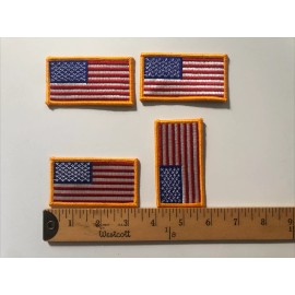 Unbranded Brand New Lot of 4 American Flag Patch Embroidered Iron On Gold Border USA