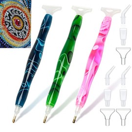 Saijer Resin Diamond Painting Pen, 3 Pieces Diamond Painting Pen with 15 Diamond Painting Pen Heads Diamond Rhinestone Picker Diamond Painting Pen Set for Diamond Painting Embroidery Nail Tool DIY