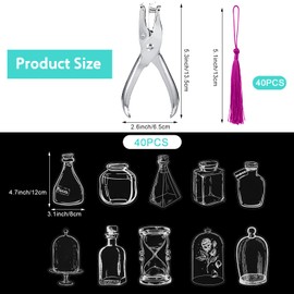 81 Pcs Transparent Dried Flower Bookmarks Set, Include 40 Pcs Clear Floral Bookmark, Beautiful DIY Dried Flower Bookmark, with 40 Pcs Bookmark Tassels Colorful Tassels and Puncher for Reader