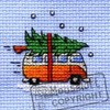Mouseloft Mini Cross Stitch Kit - VW Camper Van Collecting Tree , Christmas Collection