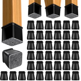 BUMACO Chair Leg Floor Protectors Square Chair Leg Protectors for Hardwood Floors 40Pcs Silicone Covers to Protect Floors Square (Black-L Fit 1-1/16" to 1-5/8")