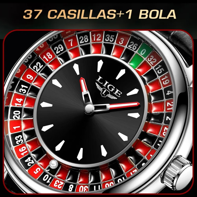 LIGE Reloj De Cuarzo LG89161 Casual Jugadores De Cuero Impermeable
