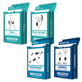 Palace Learning 4 Pack - Exercise Cards - Dumbbell, Bodyweight & Yoga Poses Volume 1 & 2 - Fitness Workout Playing Cards