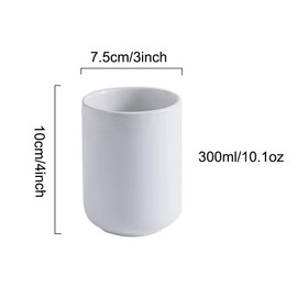 RabyLeo solid color ceramic handleless straight mug, drinking cups, toothbrush holder, suitable for use in hotels, homes, and for entertaining guests. (White)