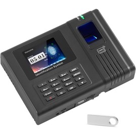 Happybuy Time Clock, Fingerprint Time Clocks for Employees Small Business, Biometric Time Clock with 5 RFID Cards & USB Drive, Automatic Punch in/Out, No Monthly Fees