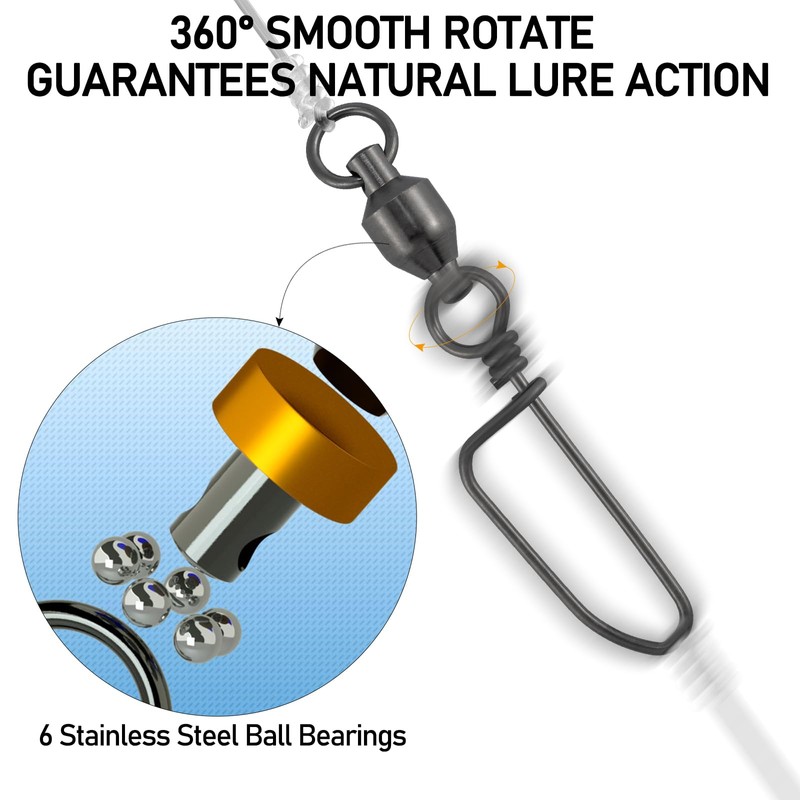 Alwonder 20 Pcs Fishing Swivel and Snap Saltwater Freshwater Ball