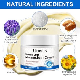 Uruses Crema de magnesio, loción de magnesio, magnesio altamente concentrado para piernas, músculos y articulaciones, crema de aceite de magnesio con 
