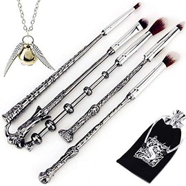 Wizard Wand Potter Makeup Brushes, 5sets Potter Makeup brushes Magic for Foundation Eye Shadow Eyeliner Blending Pencil Lip Brush Beauty Tools with Po