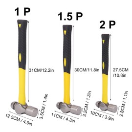 Biugaaufai 3 Pack Ball Pain Hammer Set, Metal Ball Peen Hammer(16oz, 24oz, 32oz), Ball Pain Hammers with Soft Nonslip Handles, Ideal for Maintain, Purpose, Camping & More