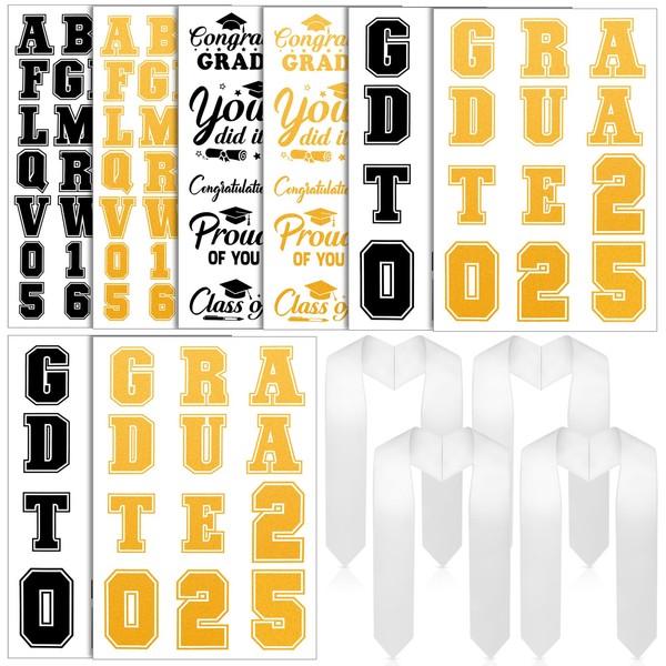 Jetec 8 Sheets Graduation Stole 2025 Iron on Letters Patches