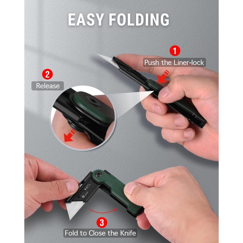 WORKPRO Folding Utility Knife 10 Extra Blade Razor Knife Quick