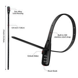 Adjustable Stainless-Steel Cable Tie Lock for Bicycles, Helmets, Skis, Cabinets, Skateboards, Refrigerators, Strollers, French Doors, Commercial Use, Drawers, Fences-2 pcs