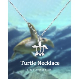 HOFOYA Turtle animal necklace charms stainless steel reptile pendant gift for women,christmas birthday gifts.