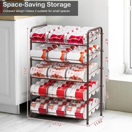 Vrisa Can Rack Organizer 5 Tier Cans Storage Organizer for Pantry Metal Can Food Holders Stacking Canned Goods Dispenser Rack Soda 60 Cans Organizers for Kitchen Pantry Cabinet, Rustic Brown
