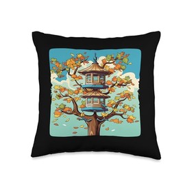 Funny Bird Feeder Tree Costume for Man and Woman Throw Pillow, 16x16, Multicolor