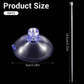 RAHHLIZS 30 Pcs Aquarium Suction Cups with 30 Pcs Adjustable Zip Ties, Small Suction Cups for Glass Aquarium, Clear Fish Tank Suctions Cup with Holes for Plants, Planter, Moss, Shrimp Nest