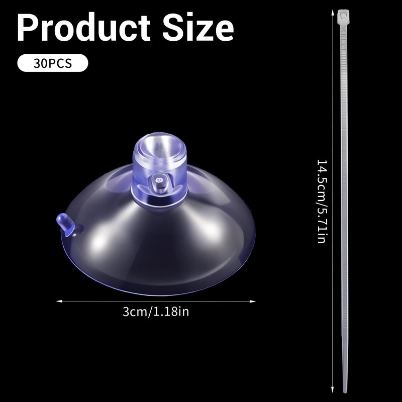 RAHHLIZS 30 Pcs Aquarium Suction Cups with 30 Pcs Adjustable