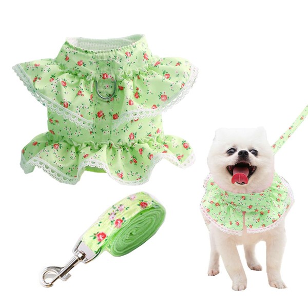 RuiChy Dog Vest Harness and Leash Set, Lace Floral Print