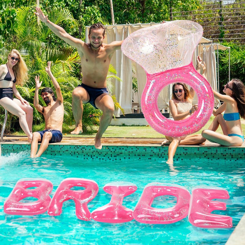 Sumind Bride Bachelorette Pool Floats 61 Inch Diamond Ring Float