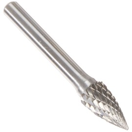 Drill America SG-3 Carbide Burr/Rotary File Tree Pointed-End Double Cut for Die Grinder 3/8" Dia. x 3/4" Cut Length with 1/4" Shank and 2-1/2" Overall Length, DUL Series