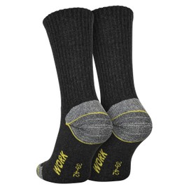 6 Pairs of Men's Work Socks, Functional Socks, Long Reinforced Heel and Toe, Grey, Blue, Black, No Pressure Points, Bubble-Free Feet, for Work Shoes, Trekking Shoes, gray