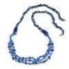 Avalaya Long Multistrand Glass and Semiprecious Stone Necklace In Blue/