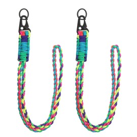 YELARXI Paracord Lanyard, 550 Keychain Lanyard Heavy Duty Necklace Keychains Braided Wrist Strap for Men Women Outdoor Activity Survival Keys Whistle Rope ID Badges (2 Pack, Colorful)