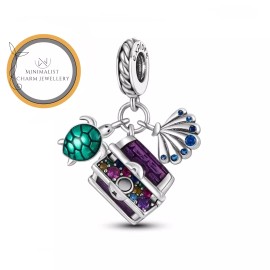 Minimalist Charm Jewelry Treasure And Turtle Charm, Animal Charm, Silver Charm, Women Gift Charm