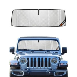 Pigenius Windshield Sun Shade for 2011-2017 Jeep Wrangler; 2018 Jeep Wrangler JK. Full Front Window Sunshade Coverage