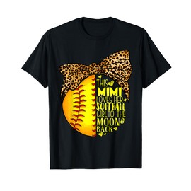 This Mimi Loves Her Softball Girl Mother'S Day Leopard T-Shirt